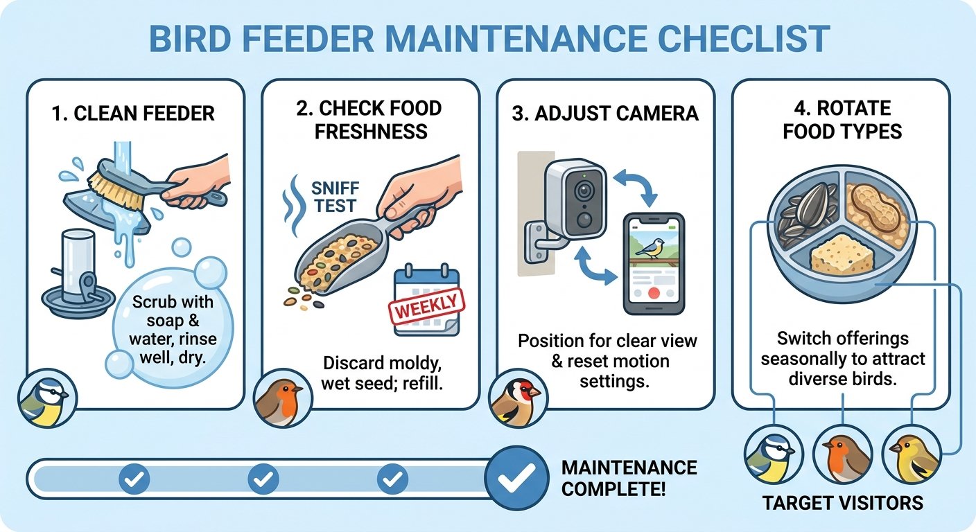 Bird feeder camera maintenance checklist for UK gardens