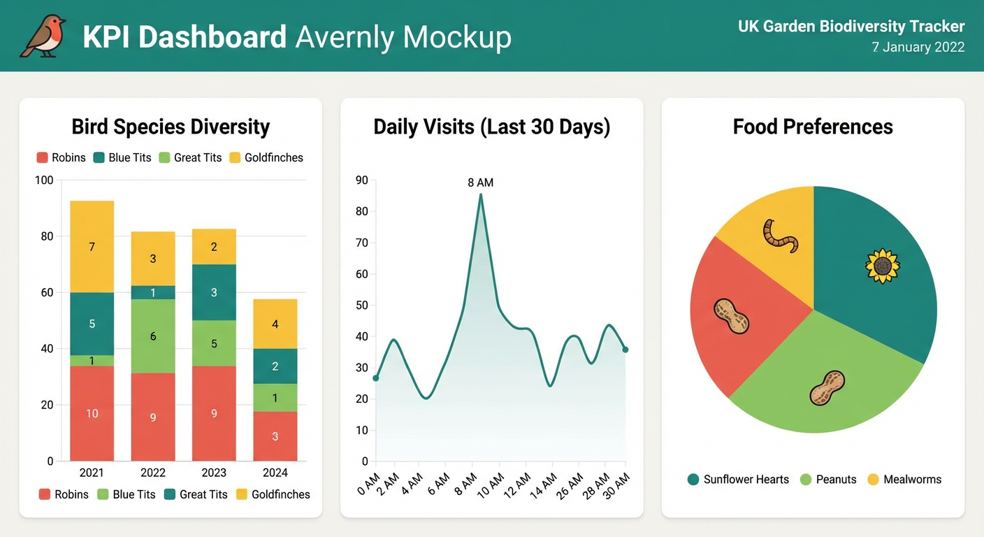 Birdwatching KPI dashboard for UK garden feeders