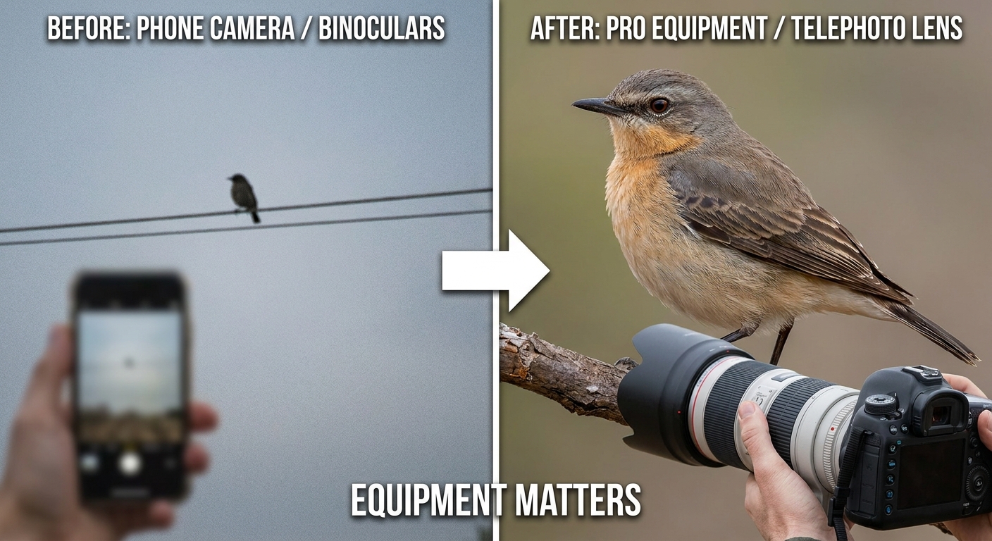 Comparison of unclear and clear bird images for identification troubleshooting